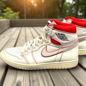 Men's Size 11 NIKE AIR JORDAN 1 Retro High OG Phantom Gym Red Sneakers EUC